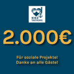 Logo des Kiez-Tauchgang. Darunter der gelbe Text "2.000€ für soziale Projekte gespendet! Danke an alle Gäste!"